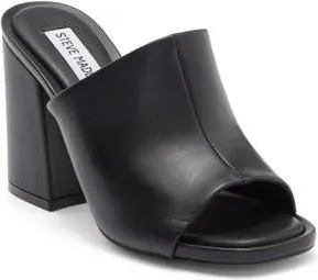 Steve Madden Giavana Block Heel Slide Sandal in Black Leather at Nordstrom Rack, Size 7.5