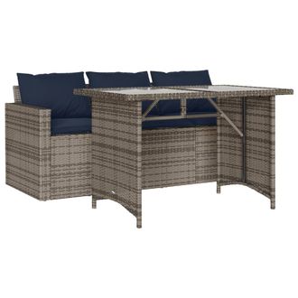 vidaXL Juego De Comedor Jard&iacute;n 2 Pzas Con Cojines Rat&aacute;n Sint&eacute;tico Gris Vidaxl