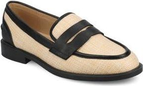 Journee Collection Brooks Penny Loafer in Black/Natural Raffia at Nordstrom Rack, Size 7.5