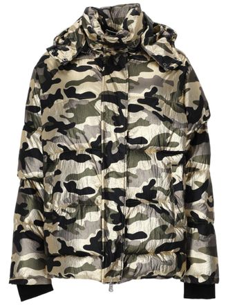 Canadian Puffer Jacket With Camouflage Pattern And High Collar