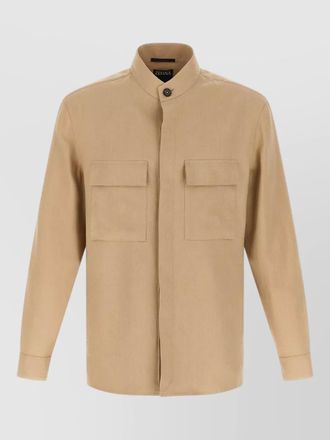 Ermenegildo Zegna oasi lino overshirt mandarin collar long sleeves