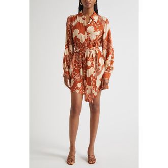 Ramy Brook Ada Mixed Print Long Sleeve Shirtdress in Amber Combo at Nordstrom Rack, Size X-Small
