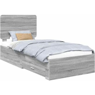 vidaXL Bed Frame with Drawer Grey Sonoma 100 x 200 cm Engineered Wood vidaXL