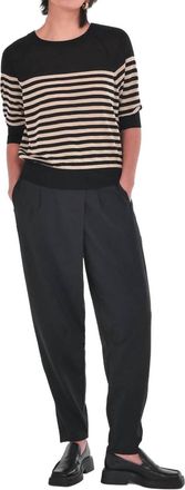 Paper Label Esme Striped Pullover Sweater In Black