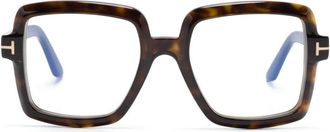 Tom Ford Eyewear FT5913B tortoiseshell square-frame glasses - unisex - Acetate - 53 - Brown
