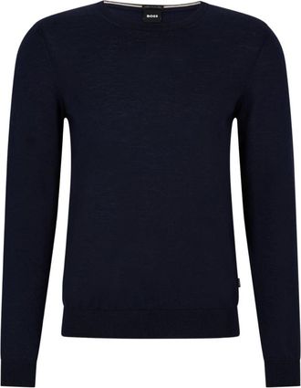 HUGO BOSS Stijlvolle Leno-P Rondehals Trui - Heren - Ronde hals truien - Blauw - M - Truien & Vesten