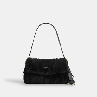 Coach Etta Small Flap Shoulder Bag In Shearling With Quilting