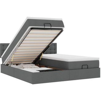 vidaXL Vidaxl - Estructura Cama Otomana Colchones Tela Gris Oscuro 180x200cm
