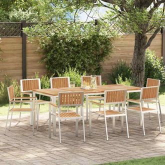 vidaXL Silla De Jard&iacute;n 8 Pcs Marr&oacute;n Madera Maciza De Teca Vidaxl