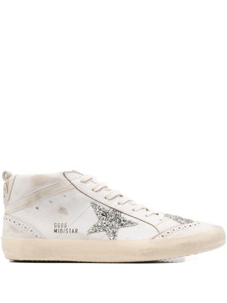 Golden Goose Mid-Top Sneakers with Glitter Star