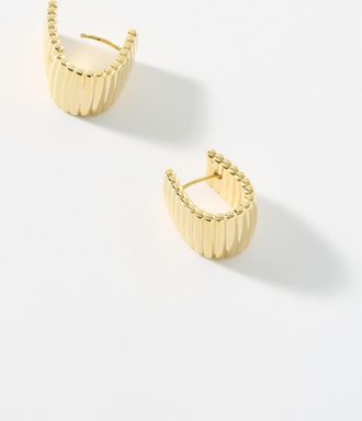 Simons Womens Grooved oval Hoop Earrings