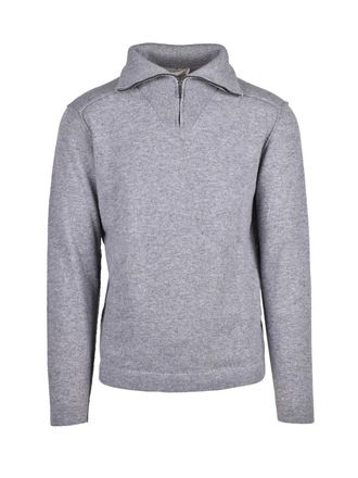 Wool & Co Wool & Co Zip Polo Knit - Grey