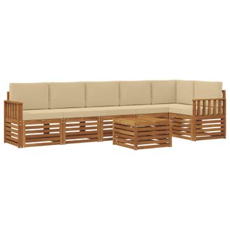 vidaXL Conjunto De Sof&aacute; Seccional Con Coj&iacute;n 7 Pcs Natural Y Beige Vidaxl