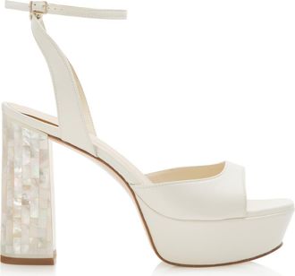 Freya Rose Margot Ankle Strap Pearl Platform Heel Sandal in Ivory at Nordstrom, Size 40