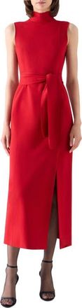 Akris Signature Jersey Mock Neck Midi Dress in Rusty Red at Nordstrom, Size 10