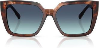 Tiffany & Co. 55mm Gradient Square Sunglasses in Spotted Brown /Azure Blue at Nordstrom