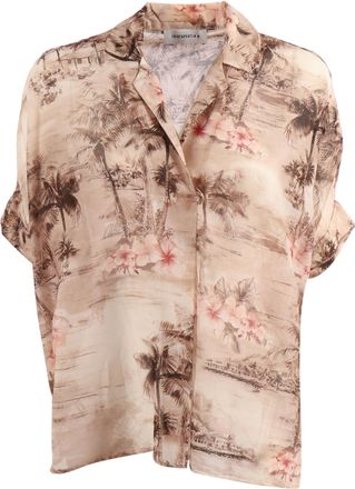 Shirt a Porter Tropical Print Airy Voile Blouse