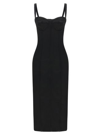 Dolce & Gabbana Black Acetate Midi Womens Dress