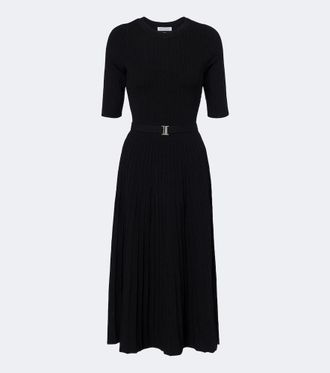 Veronica Beard Vestido midi acanalado Elthea con cintur&oacute;n