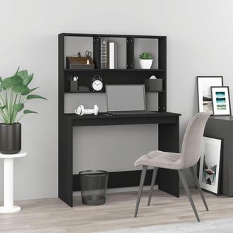 vidaXL Vidaxl - Escritorio Con Estantes Madera Contrachapada Negro 102x45x148cm