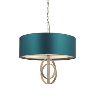 Netlighting TRENTO Dimmable 3 Light Stylish Indoor Fabric Pendant Ceiling Lamp in Silver