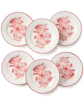 Certified International Crimson Noel Set Of 6 Canape Plates