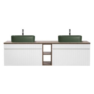 Petits Meubles Mueble lavabo doble 180 cm 2 nichos tableros laminados blanco