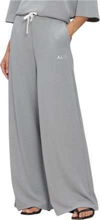 ALIX The Label Gebreide Scuba Wijde Pijpen Broek - Dames - Wijde Broeken - Grijs - XS - Broeken