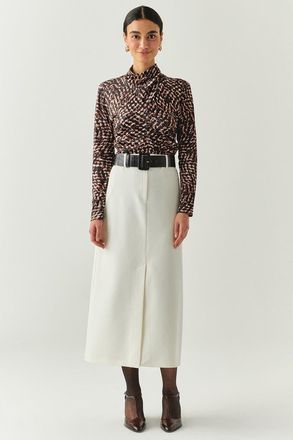 Exquise Arlette Belted Skirt in Ecru at Nordstrom, Size Xx-Large