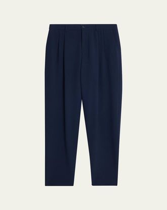 Giorgio Armani Mens Stretch Wool Seersucker Double-Pleat Trousers