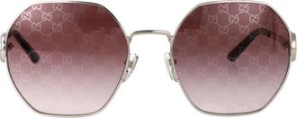 Gucci Sunglasses, female, Gray, Size: 58 MM Oval Frame Sunglasses