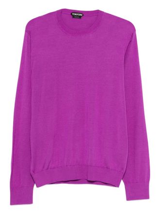 Tom Ford long-sleeve crew-neck sweater - men - Silk - 48 - Purple