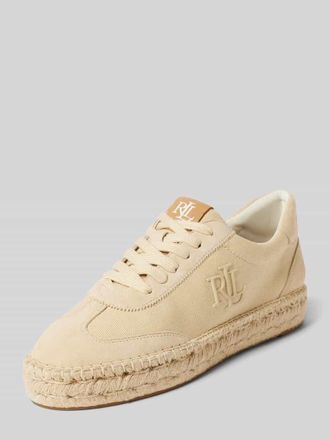 Lauren Ralph Lauren Sneaker aus Leder-Mix mit Label-Details Modell LUIZE in Sand, Größe 40