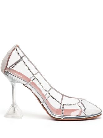 Amina Muaddi Kitty crystal-embellished pumps - women - Other Materials/Other Materials/Other Materials - 37.5 - Silver