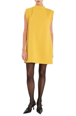 English Factory Mock Neck Sleeveless Shift Dress in Yellow at Nordstrom, Size Small