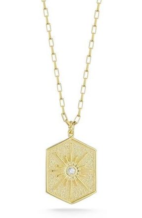 Sphera Milano Cubic Zirconia Starburst Medallion Pendant Necklace in Gold at Nordstrom Rack