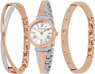 Anne Klein Mother of Pearl Ladies Watch and Bracelet Set 2245RTST