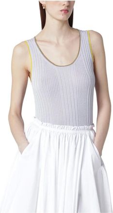 Roberto Collina Tops, Dames, Paars, L, Leer, Canotta Contrasto