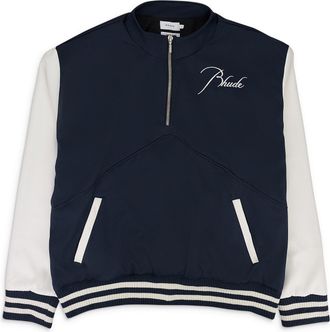 Rhude NAVY/WHITE VARSITY PULLOVER SWEATER