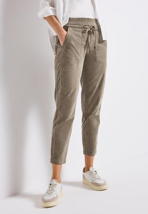 Street One Cordhose STREET ONE Style Bonny, Damen, Gr. 40, L&auml;nge 28, bark braun, Web, Obermaterial: 98% Baumwolle, 2% Elasthan, unifarben, loose fit kn&ouml;chelfrei,