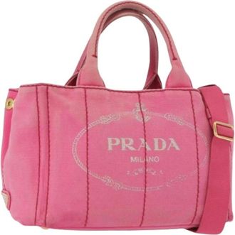 Prada Pre-owned Tote Bags, female, Pink, Size: ONE SIZE Pre-owned Vintage Canvas Tote Bag