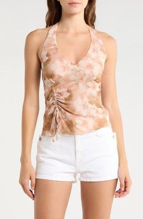 Madden Girl Ruched Halter Top in Brown Combo at Nordstrom Rack, Size Medium