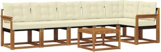 vidaXL Conjunto De Sof&aacute;s De Exterior 7 Uds. Natural Y Crema Vidaxl