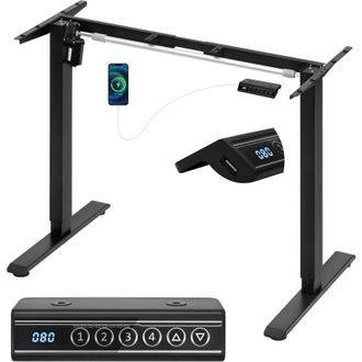 Woltu Scrivania regolabile in altezza 72-120 cm, scrivania ergonomica, scrivania Elettrica in piedi, Nero - Woltu