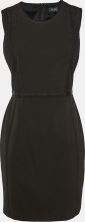 Emporio Armani Black Crepe & Lace Sleeveless Mini Dress