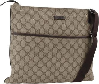Gucci Pre-owned Cross Body Bags, female, Beige, Size: ONE SIZE Pre-owned Vintage PVC GG Canvas Shoulder Bag