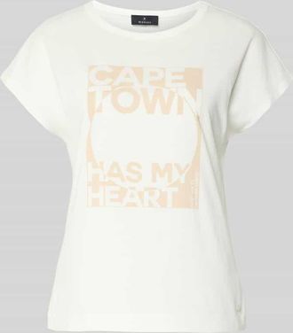 Monari Regular Fit T-Shirt mit Statement-Print in Weiss, Gr&ouml;&szlig;e 34