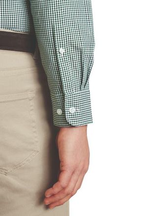 CHARLES TYRWHITT Slim Fit Button-Down Collar Non-Iron Stretch Poplin Mini Gingham Shirt in Green at Nordstrom, Size Medium L