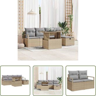 vidaXL vidaXL Arredamento da giardino - Set Divano da Giardino con cuscino 6 pcs Beige Poly Rattan