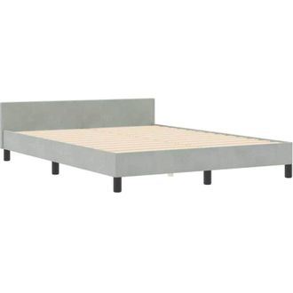 vidaXL Bed Frame with Headboard Light grey 140 x 190 cm Velvet Vidaxl